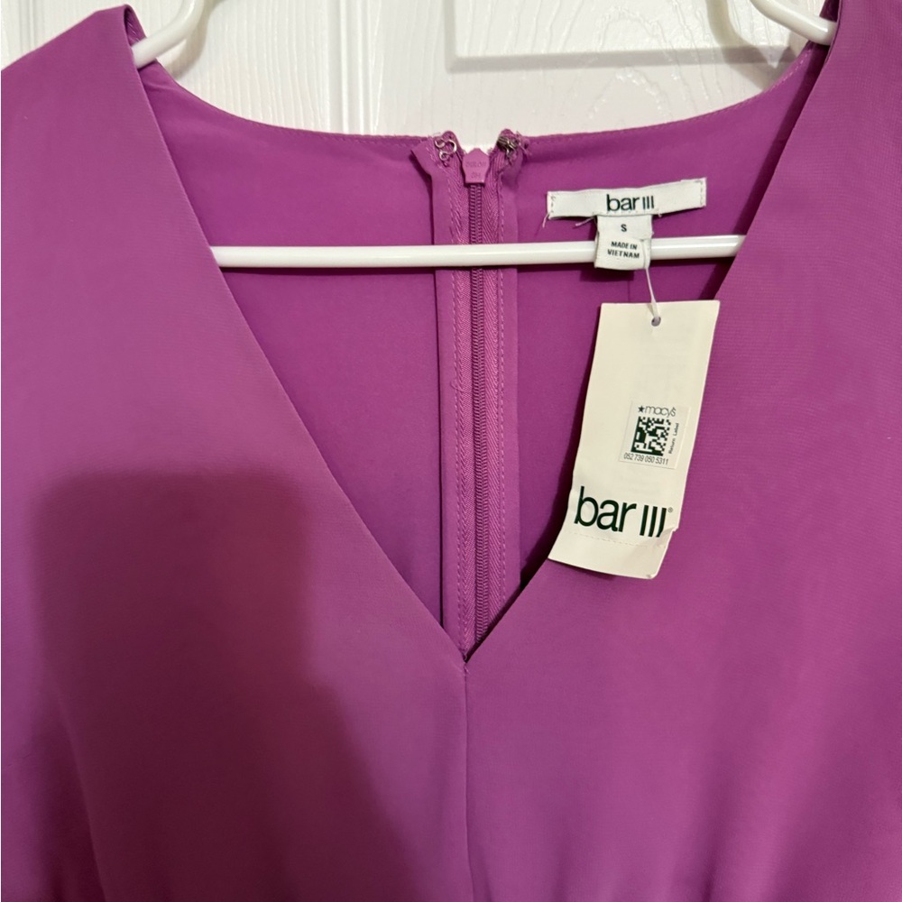 Bar III Women's V-Neck Magenta Dress